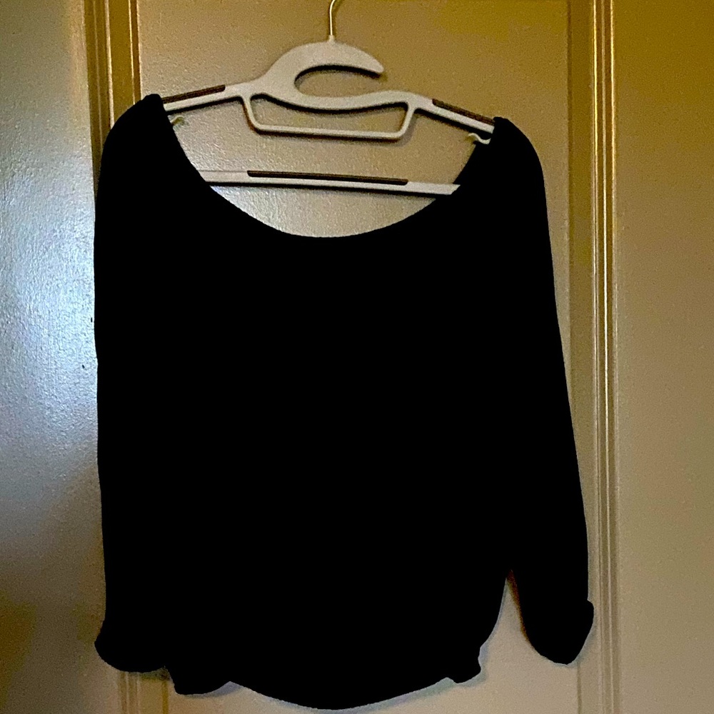 Black off the shoulder ribbed top